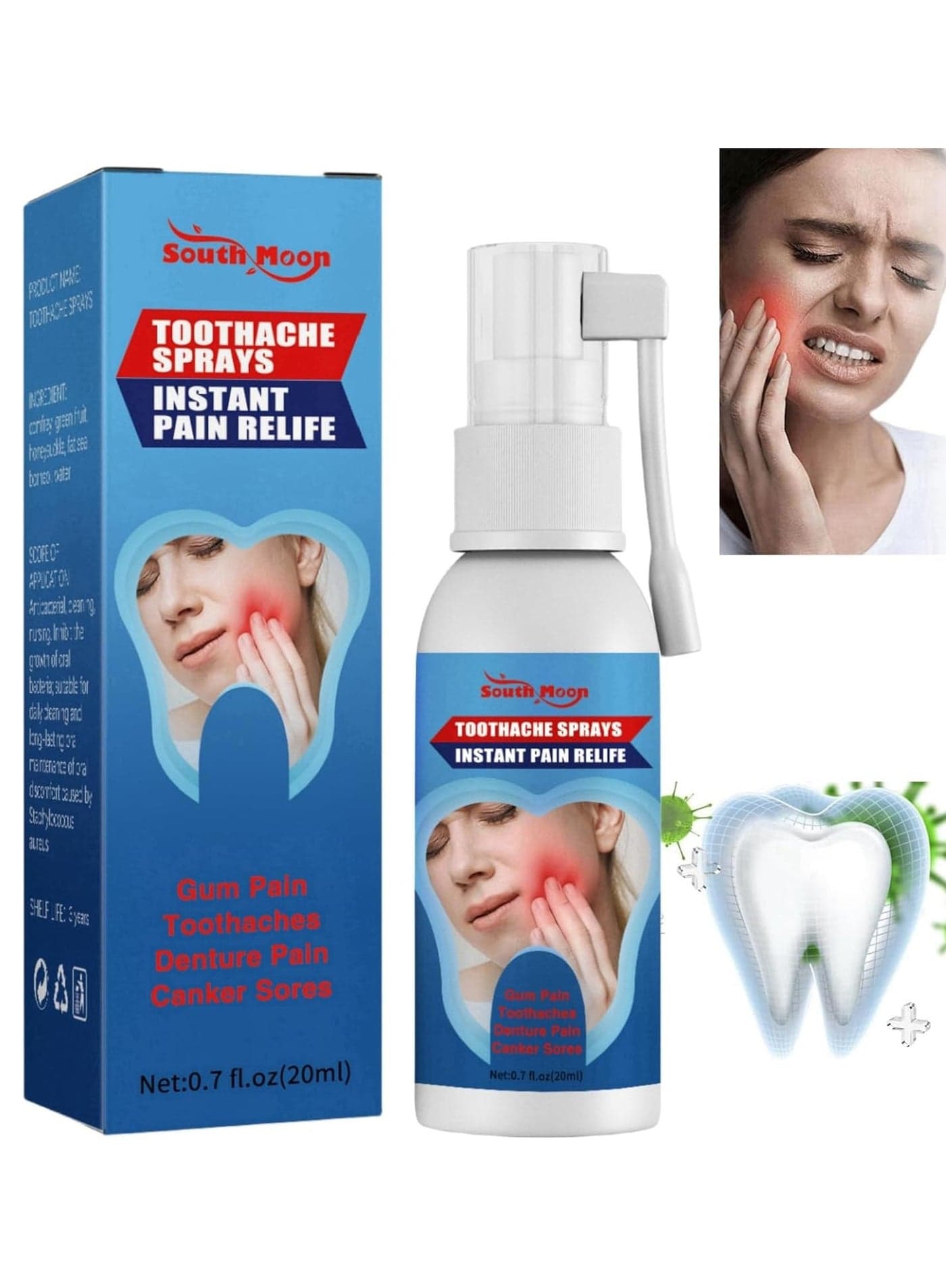 20ML Toothache Pain Reliever Relief Teeth Worms Cavities Pain Oral Tooth Dental Cleaning Tooth Care Spray Toothache Spray