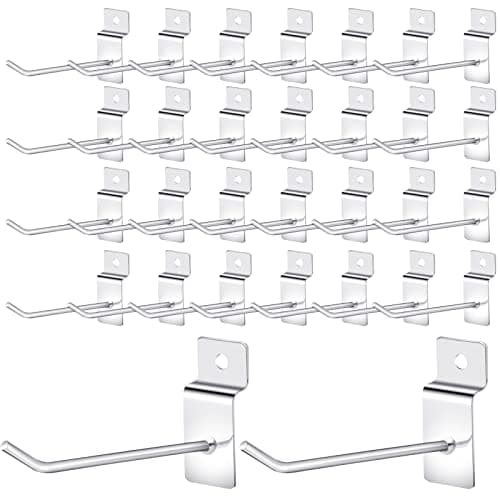 Elesunory 100 Pcs 4 Inch Slatwall Hooks, Slatwall Accessories Slat Wall Hooks, Display Hook Pegboard Gridwall Hook for Garage Retail Store Display(Silver)