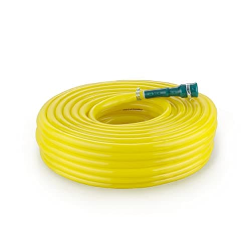 Garbnoire 30 Meter 0.5 Inch PVC Yellow Water Pipe| Lightweight, Durable & Flexible| Hose with Accessories Connector & Clamps| Watering Garden, Cleaning, Outdoor-Indoor Use (30 Meter (98.42 Feet))