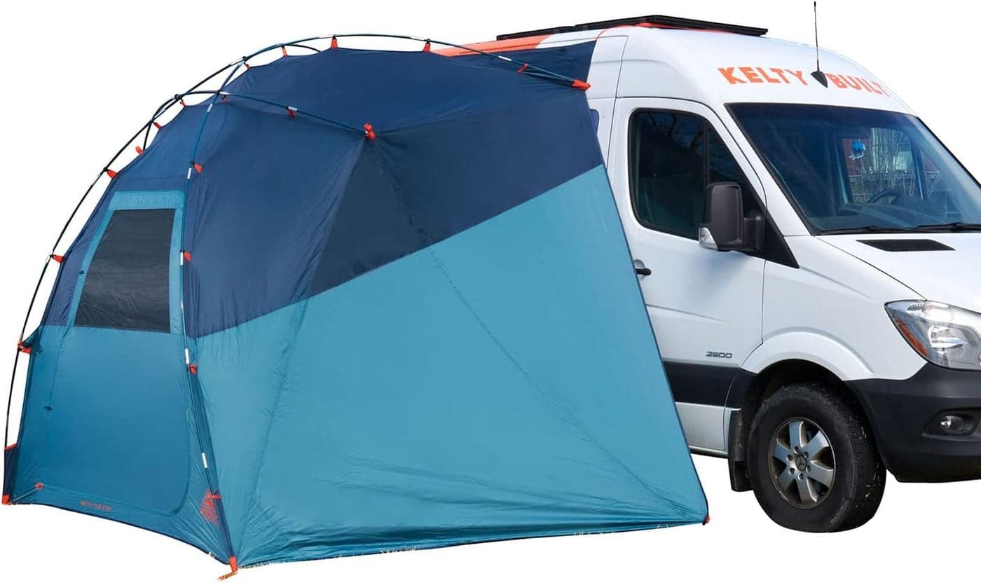 Kelty Highroads Overlanding Shelter Universal Mount Car Camping Tent with Large Zippered Entry Aluminum Frame Adjustable Walls and Windows UV Protection Rainproof Stuff Duffel Included 2024