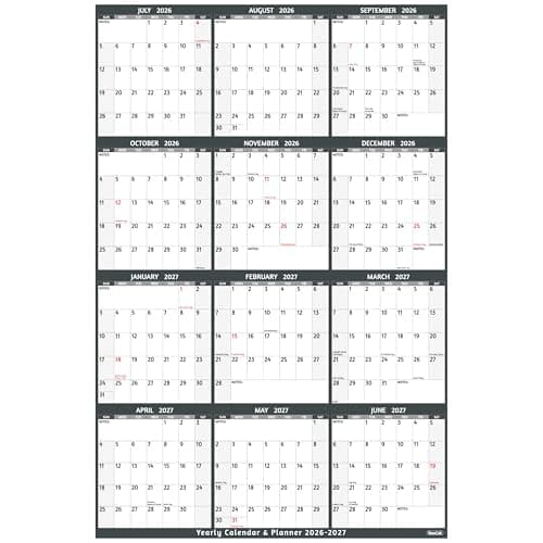 Yearly Wall Calendar 20262027 Large Yearly Calendar Vertical Jul 2026 Jun 2027 252 x 382 Open 20262027 Calendar Large Wall Calendar Full Year Paper Calendar with Notes Thicker Paper