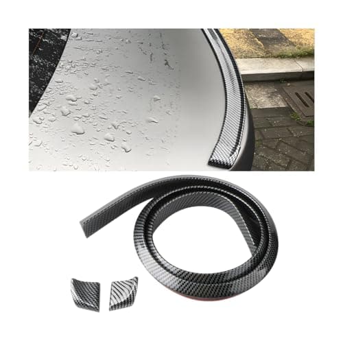 Ywdiml Car Rear Spoiler Roof Lip Kit 3D Carbon Fiber Rubber Trunk Spoiler Trim Strip Sticker Bar PunchFree Installation Automotive Exterior Decorations Universal for Vehicles Carbon Fiber Black