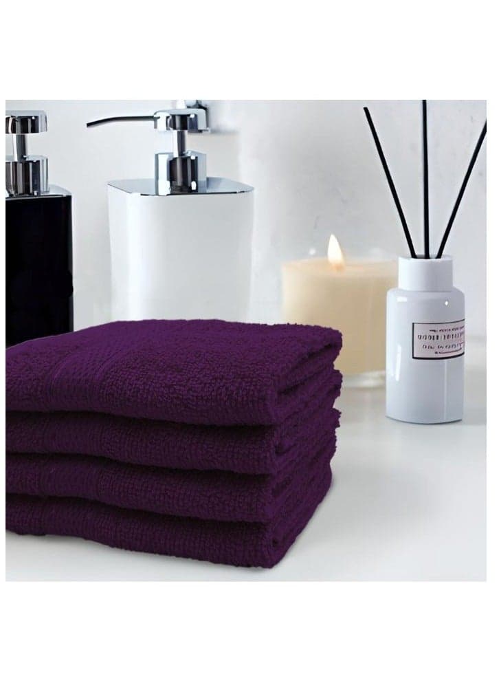 Daffodil (Purple) Premium Face Towel (30x30Cm-Set of 12) Cotton, Highly Absorbent and Quick dry, Hotel and Spa Quality Bath linen with Stripe Diamond Dobby-500Gsm