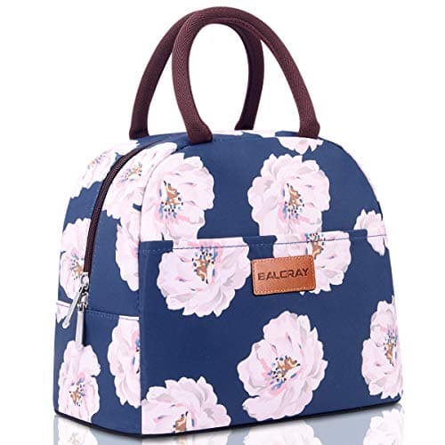 BALORAY Lunch Bag for Women Men Insulated Lunch Box for Adult Reusable Lunch Tote Bag for Work, Picnic or Travel (Pink Flower)