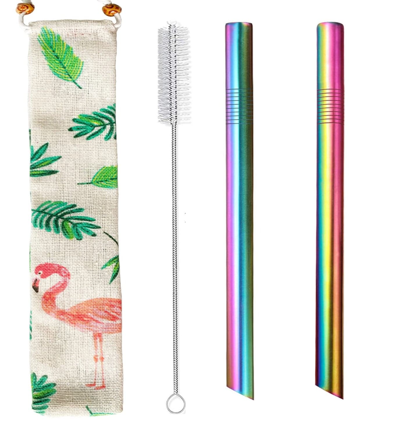 Stainless Steel Bubble Tea Straws 12mm Reusable Metal Boba Straws Extra Wide Thick Fat Drinking Straw for Smoothie Milkshake Jumbo with Carry Bag Cleaner Brush Pointed Design Colorful 2PCS