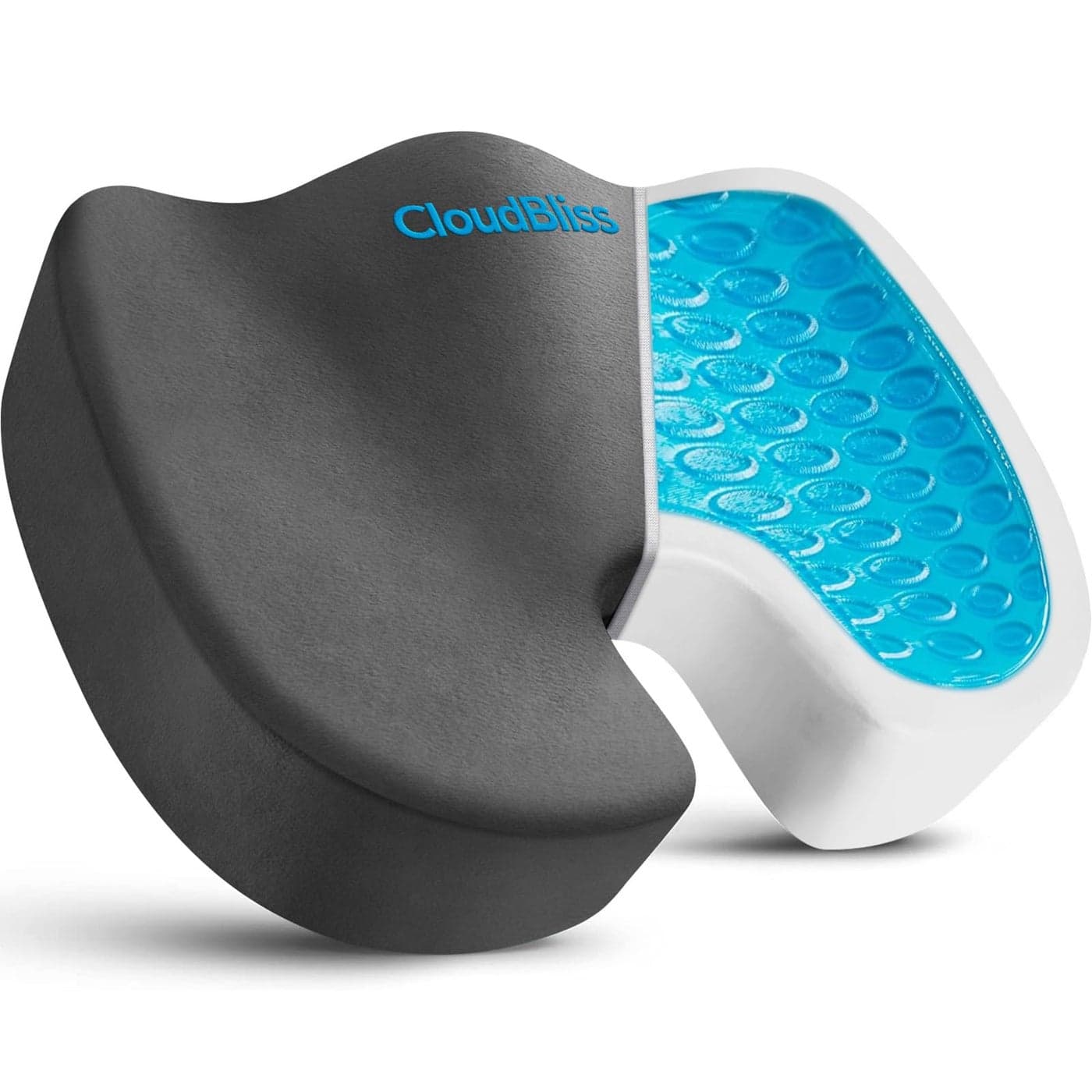 CloudBliss Gel Seat Cushion Cooling Gel Enhanced Memory Foam Ergonomic Seat Cushion for Long Sitting Back Sciatica Coccyx Tailbone Pain Relief for Office Game Car Airplane XLarge Grey