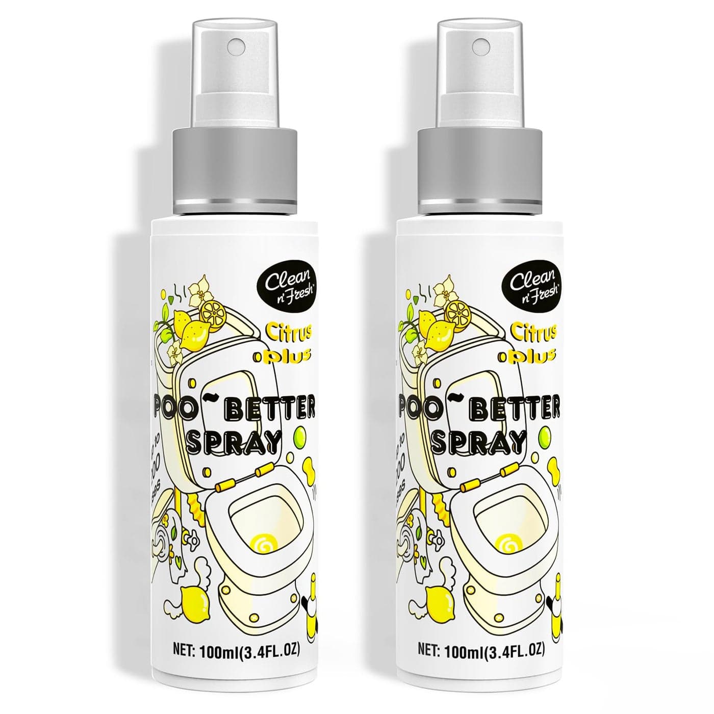 CleannFresh Toilet Spray 68 Floz Poo Spray Up to 400 Uses 100 Natural Plant Essential Oil Citrus Scent Bathroom Deodorizer
