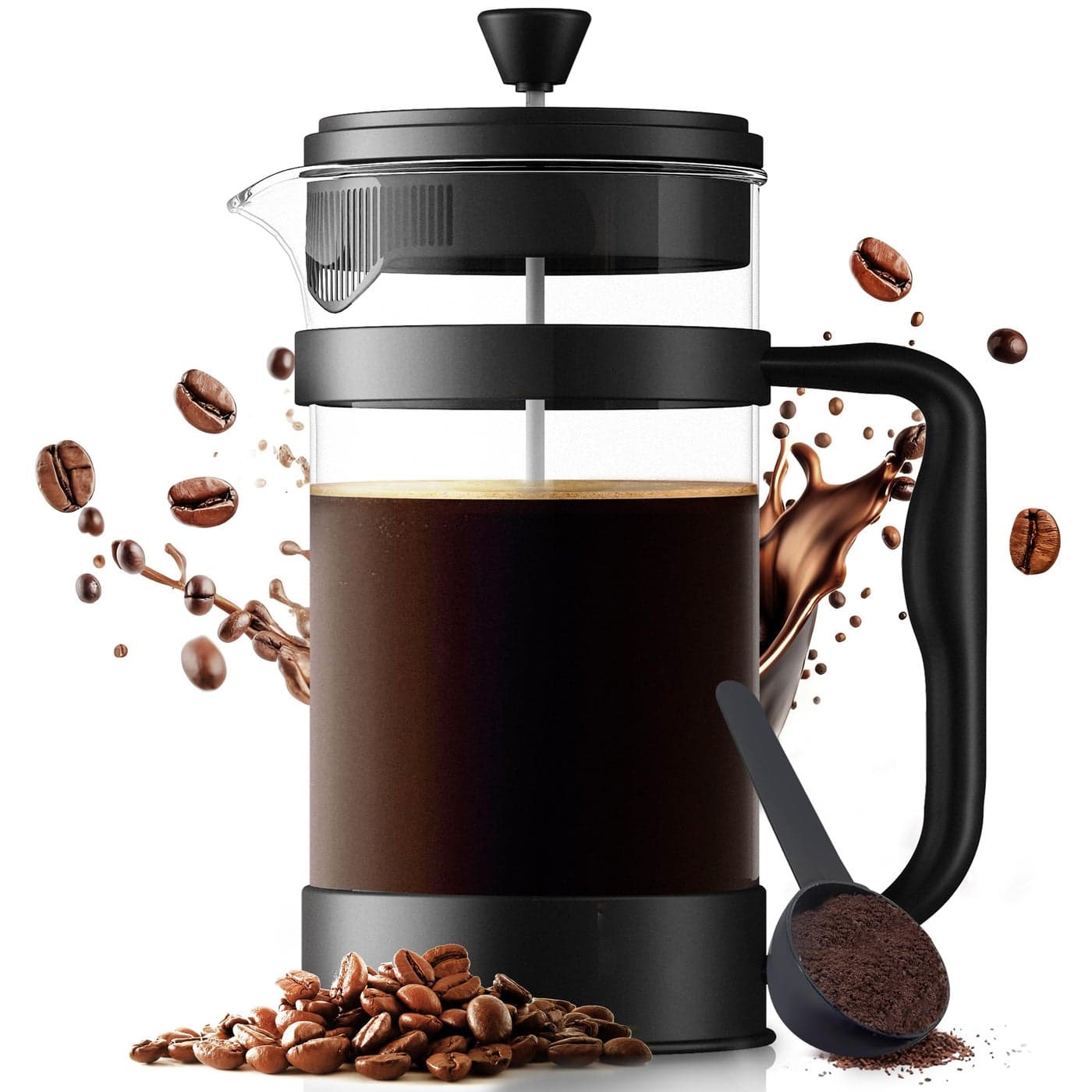 Utopia Kitchen 34 Ounce 1 Liter French Press Coffee Maker Tea Maker Travel Coffee Presses Heat Resistant Thickened Borosilicate Coffee Pot for Camping Travel Gifts Black Pack of 1