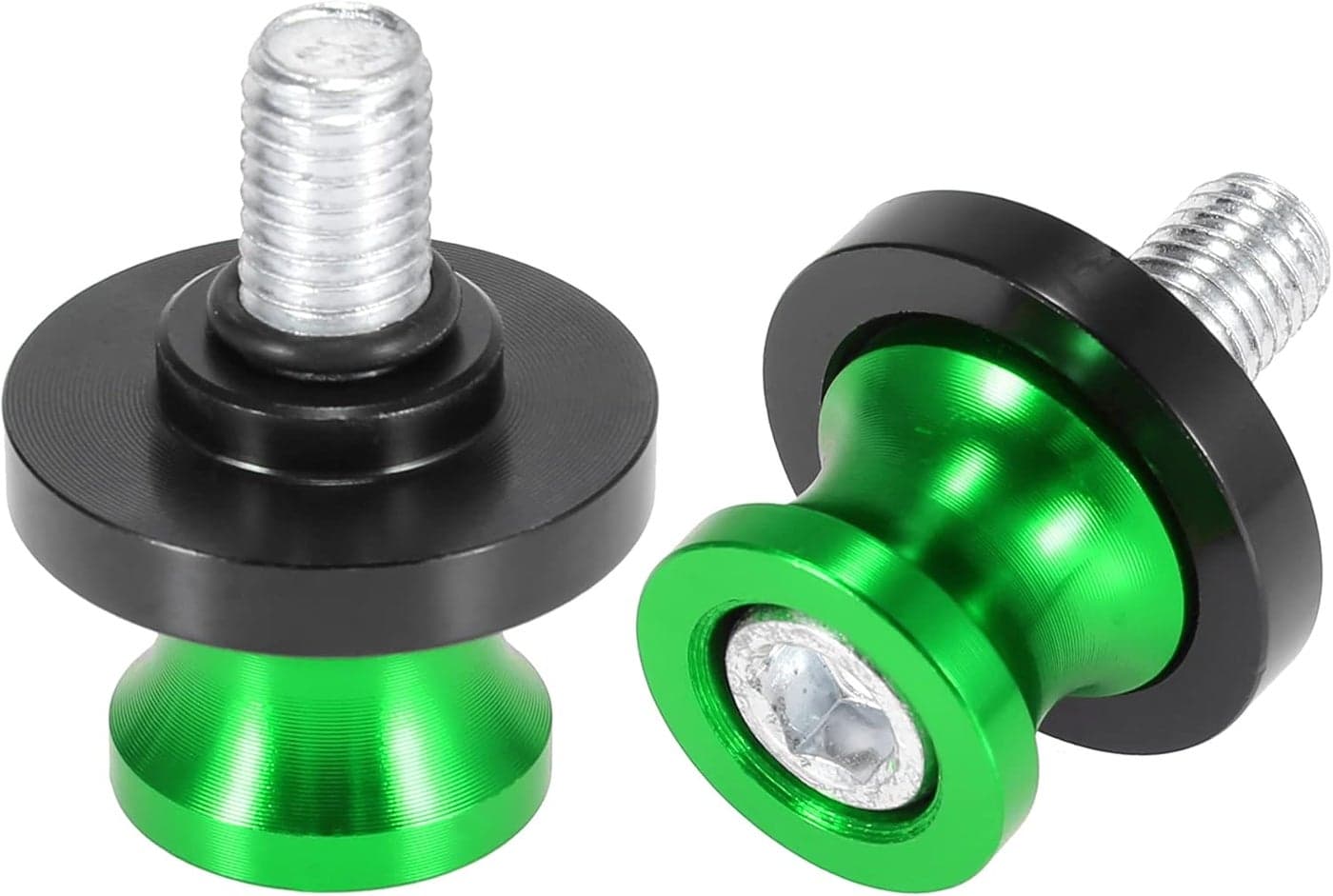 Motoforti 2pcs 10mm M10x1.5 Green Aluminum Alloy Motorcycle Swingarm Spools Sliders Stand for Kawasaki