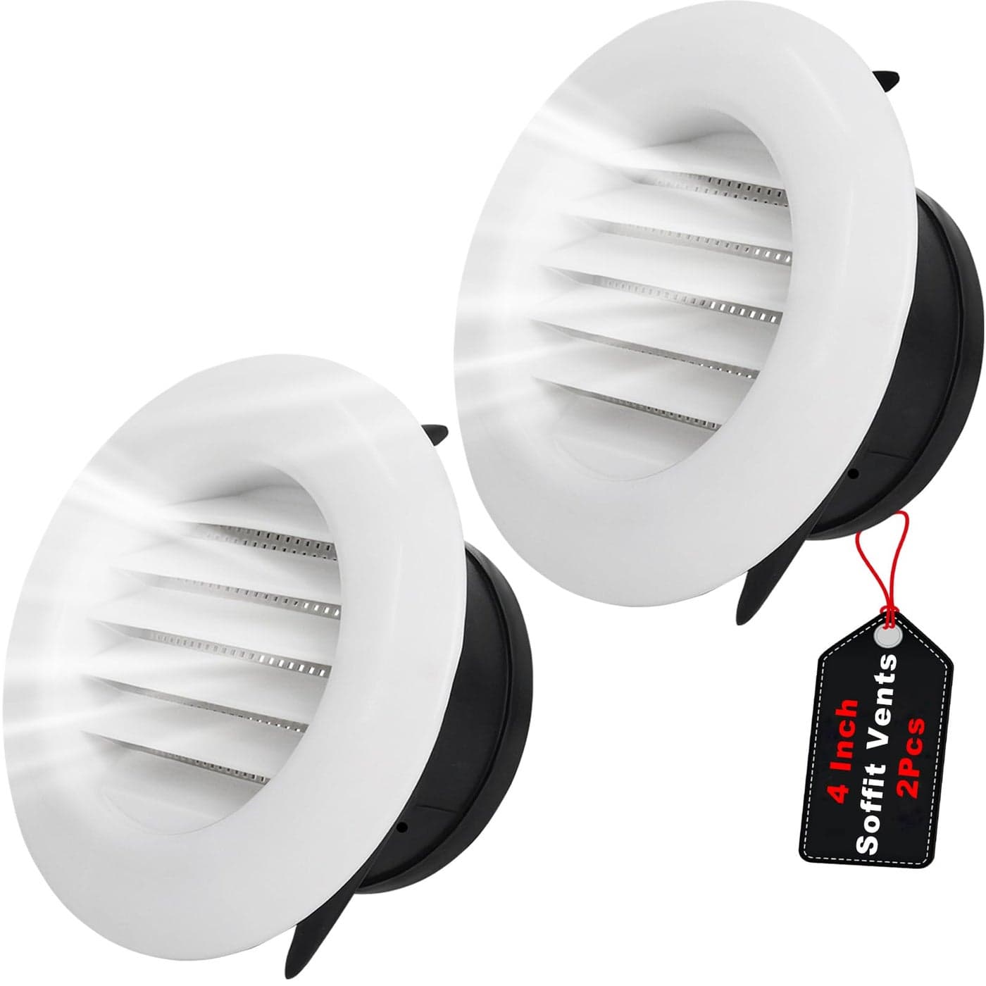 Wadoy 4 Inch Soffit Exhaust Vent Kit for Bathroom Exhaust Fan Round Vent Cover Air Vent with Builtin a Fly Screen for Bathroom Office Home Eve Dryer Vent