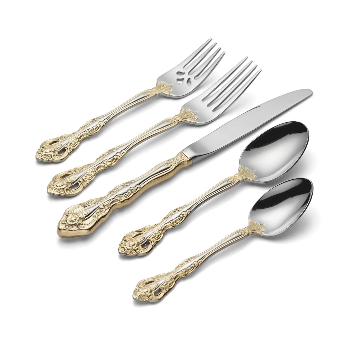 Oneida F100005A Golden Michelangelo 5 Piece Fine Flatware Set Service For 1