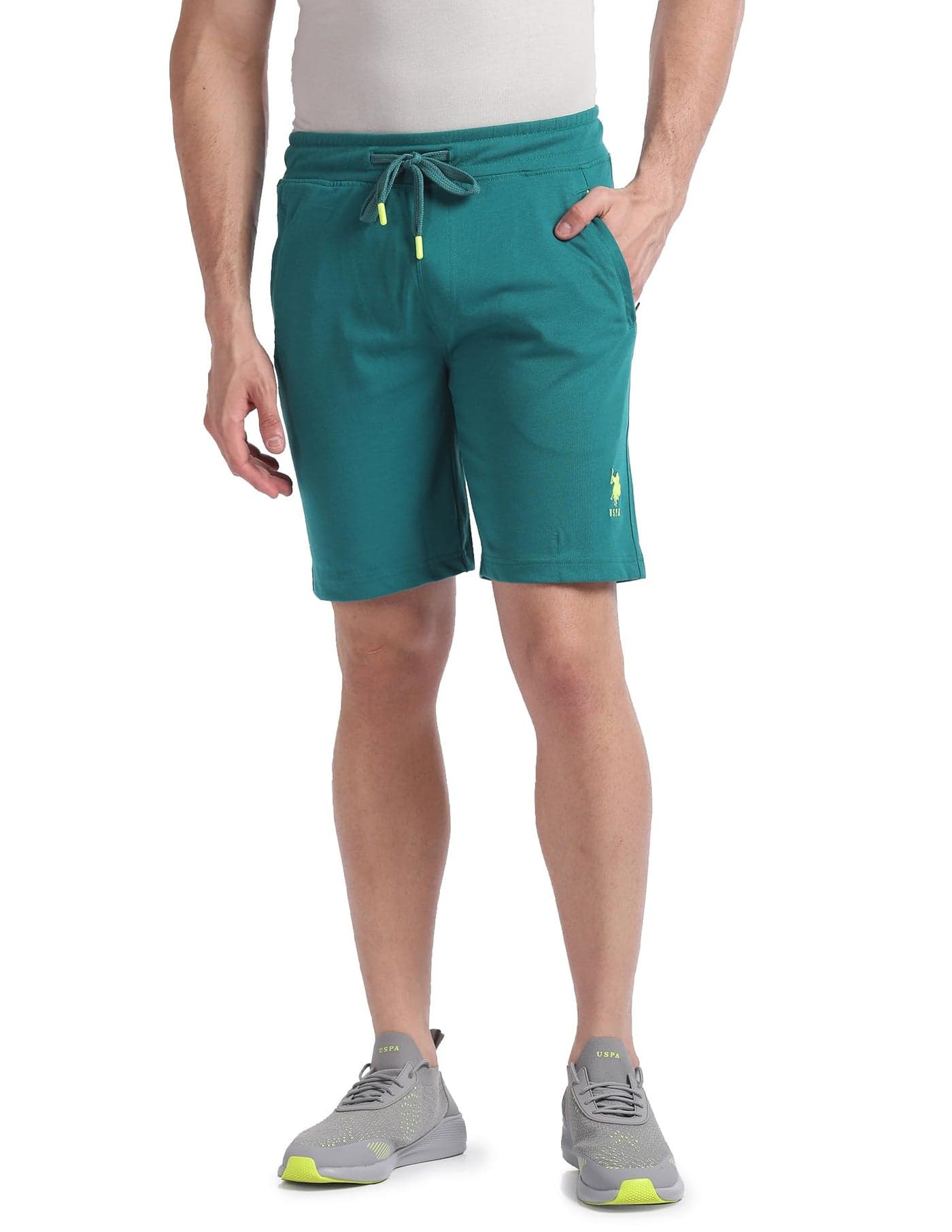 U.S. POLO ASSN. Men's AS001 DryEase Cotton Rich Performance Shorts (AS001-PL_Teal Green_L)
