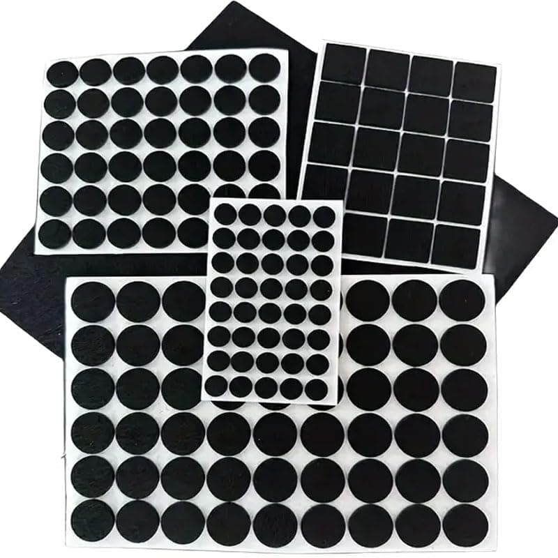 DIY Crafts 3mm Black Thick Felt Foot Pads Set with 2-Inch Soft Sponge Cushion Interface Buffer Pads and Soft Foam Polish Pads for Smooth Surface Protection (Black, 150)