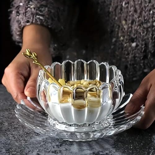 WRINGO Glass Bowl for Kitchen Prep, Dessert, Dips, and Candy Dishes, Cake, Snack Serving Bowl and Plate Set of 2 Or Nut Bowls, and Microwave Safe Clear Glass Bowls for Storing Size 5 Inch (WR-01)