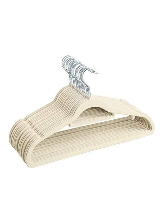 Velvet Hangers 10 Pack, Non-Slip Clothes Hangers, Suit Hangers with Shoulder Notches, 360° Swivel Hook, Space-Saving, for Closet, Beige