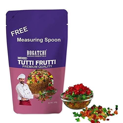 BOGATCHI Mixed Tutty fruitty Dry Fruit for Cake, Ice Creams and Shakes Decorations, Mix Tutti Frutti Multicolor, Delicious and Tasty, 200g with Free Measuring Spoon