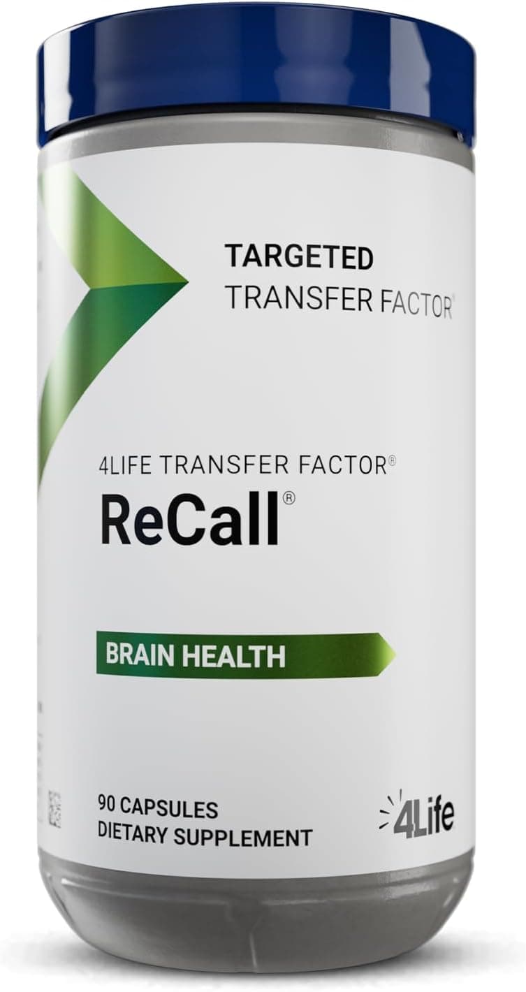 4Life Transfer Factor Recall Supports Brain Health Memory and Learning with Ginkgo Biloba Bacopa Monnieri and Huperzia 90 Veggie Capsules
