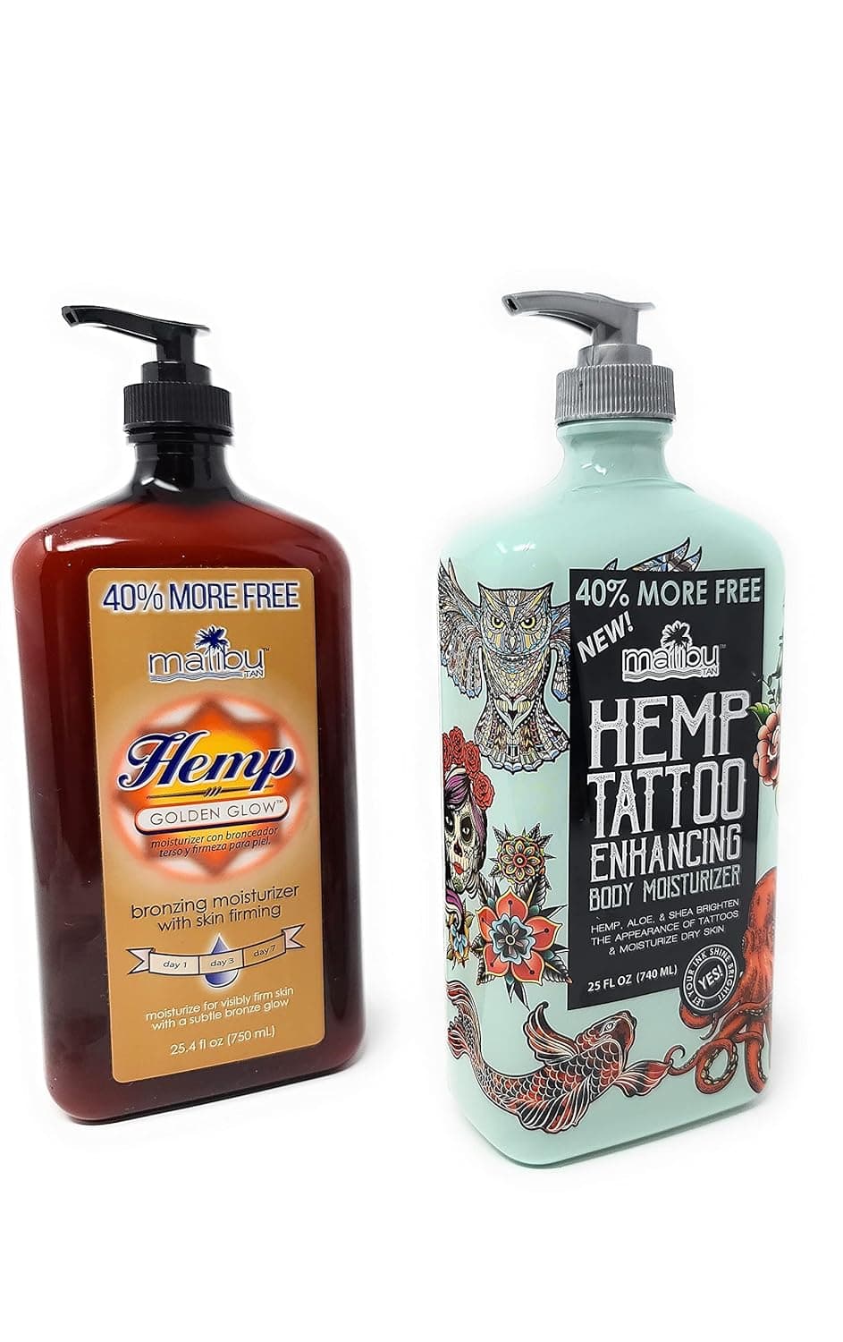 Bundle Of Malibu Moisturizer 40 More Free Malibu Hemp Tattoo Enhancing Body Moisturizer 25 FL OZ Malibu Hemp Golden Glow 254 FL OZ