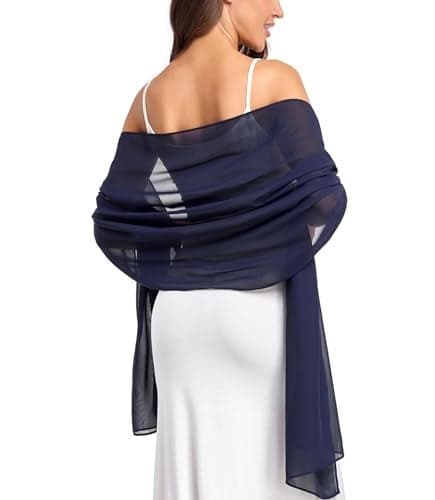 olyrjie Soft Chiffon Scarfs Shawls and Wraps for Evening Dresses Wedding Shawl Wraps Bridal Scarve for Women Navy,72''×18''