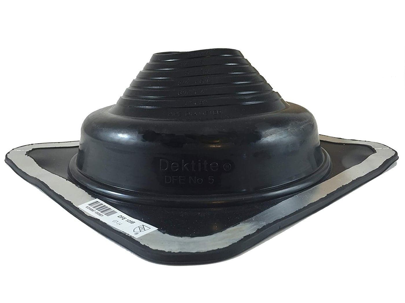 #5 (4" - 8") Black Square Base EPDM Flexible Pipe Flashing Dektite Roof Jack Boot (DFE105B)