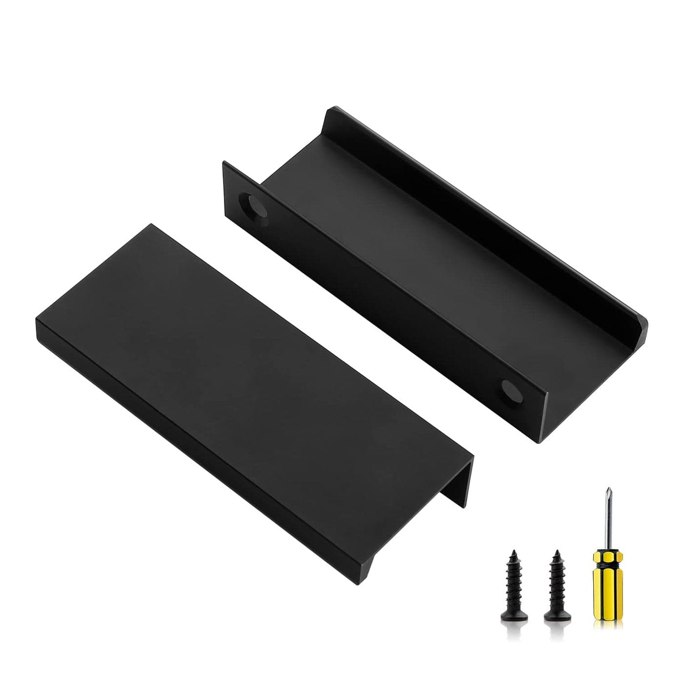 Ravinte 6 Pack Finger Pulls for Cabinets 80mm315 Length Black Edge Pulls Matte Black Finger Cabinet Pulls Concealed Handles for Kitchen Drawer Finger Edge Pull Tab Handle