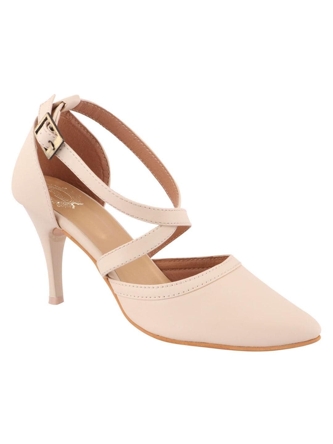 Shoetopia Women's Block Heel Sandal-EU39 /UK6 /Cream