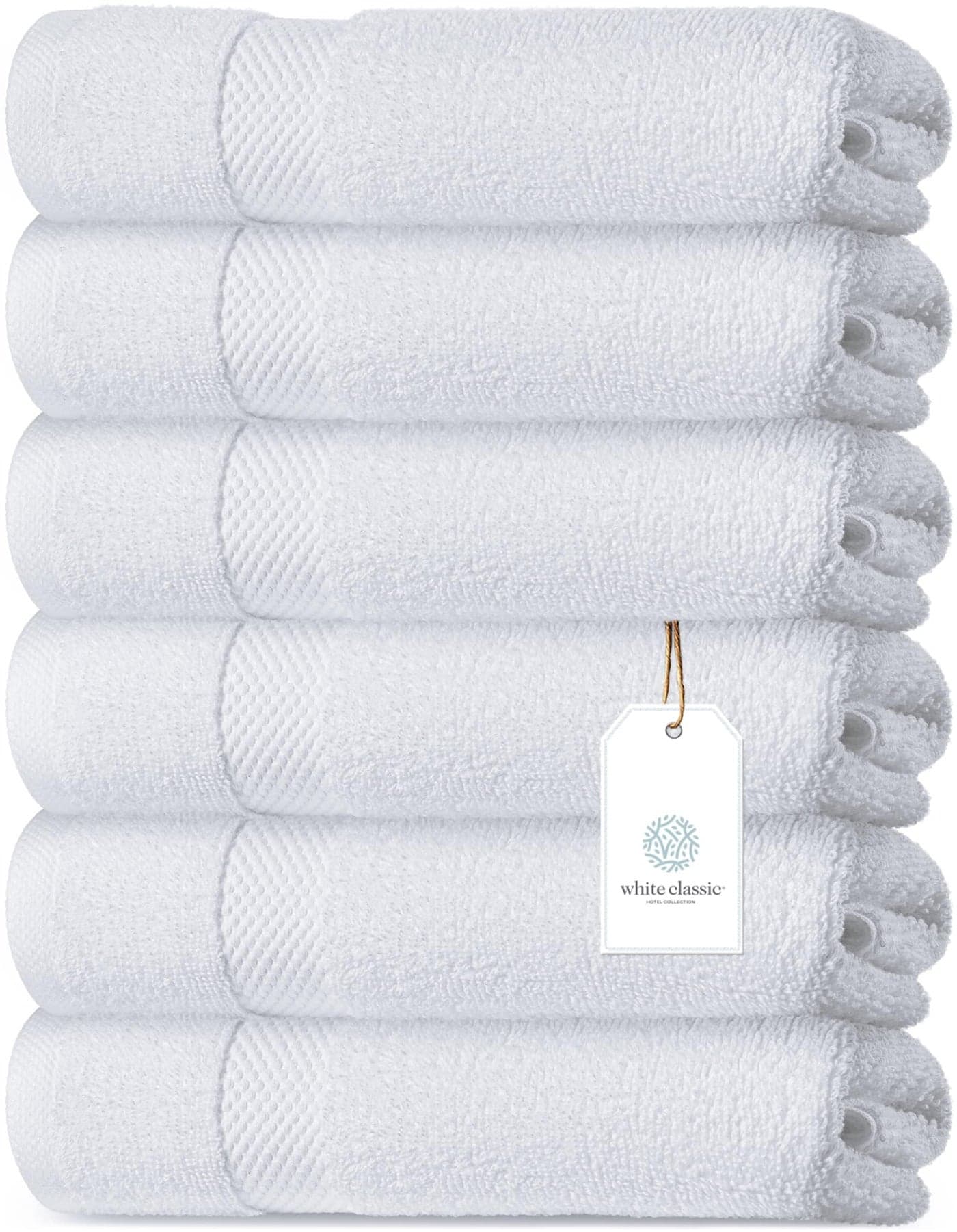 Luxury White Hand Towels Soft 100 Turkish Cotton Highly Absorbent Hotel spa Bathroom Towel Collection 16x30 Inch Set of 6