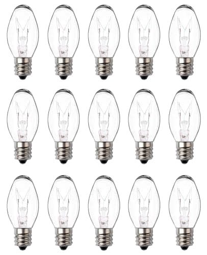Snnalosses Wax Warmer Bulbs - 15W C7 Replacement Bulbs for Scentsy Wax Melt Warmer, Himalayan Salt Lamps, Plug-in Diffusers - Warm White, Dimmable, 15 Packs