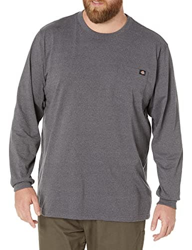 Dickies Mens Long Sleeve Heavyweight Crew Neck Work Utility T Shirt Charcoal Gray Heather Medium US