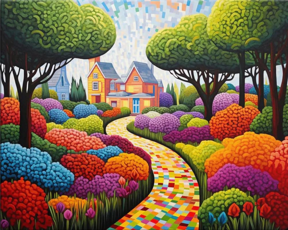 TULIP N TURTLE Mosaic Garden DIY Acrylic Paint by Number Kit for Adults Beginner Canvas Painting by Number Acrylic Painting. Wall Decoration DIY Painting Kit for Adults