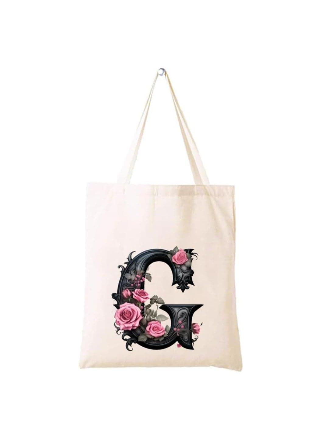 Alphabet in Printed Cotton Tote Bag - Initial Monogram Design Cotton Tote - Perfect for School - Travel - Birthday Gift