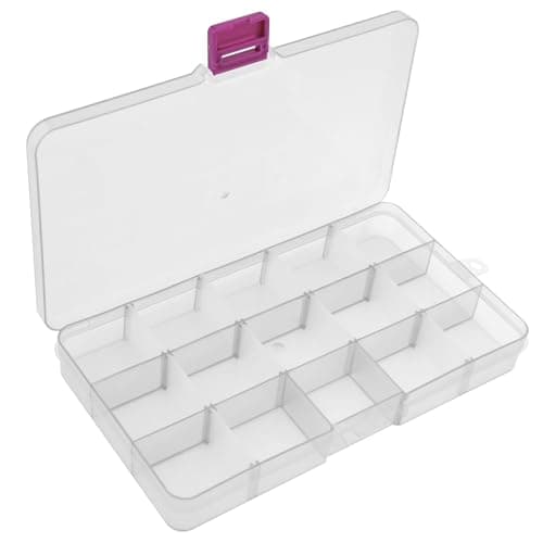 OriGlam 1pcs 17x10CM Plastic Organizer Storage Box with Adjustable Dividers, Jewelry Storage Container Box for Office Supplies Beads Crafts Fishing Tackles (Transparent)