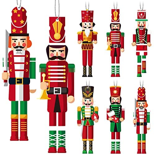 Macarrie 48 Pcs Christmas Nutcrackers Ornaments Small Wooden Hanging Decorations Miniature Nutcracker Figures Xmas Holiday Party Decor King and Soldier for Christmas Tree(Sweet)