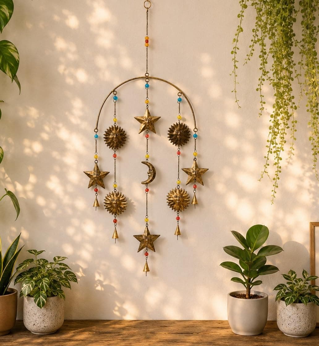 DULI Metal Wall hanging Galactic Symphony: Sun, Moon, and Stars Wall Art, Wall Hanging, WallDecor, Room Decor, Garden Decor (Sun,Moon⋆: MetalHanging)