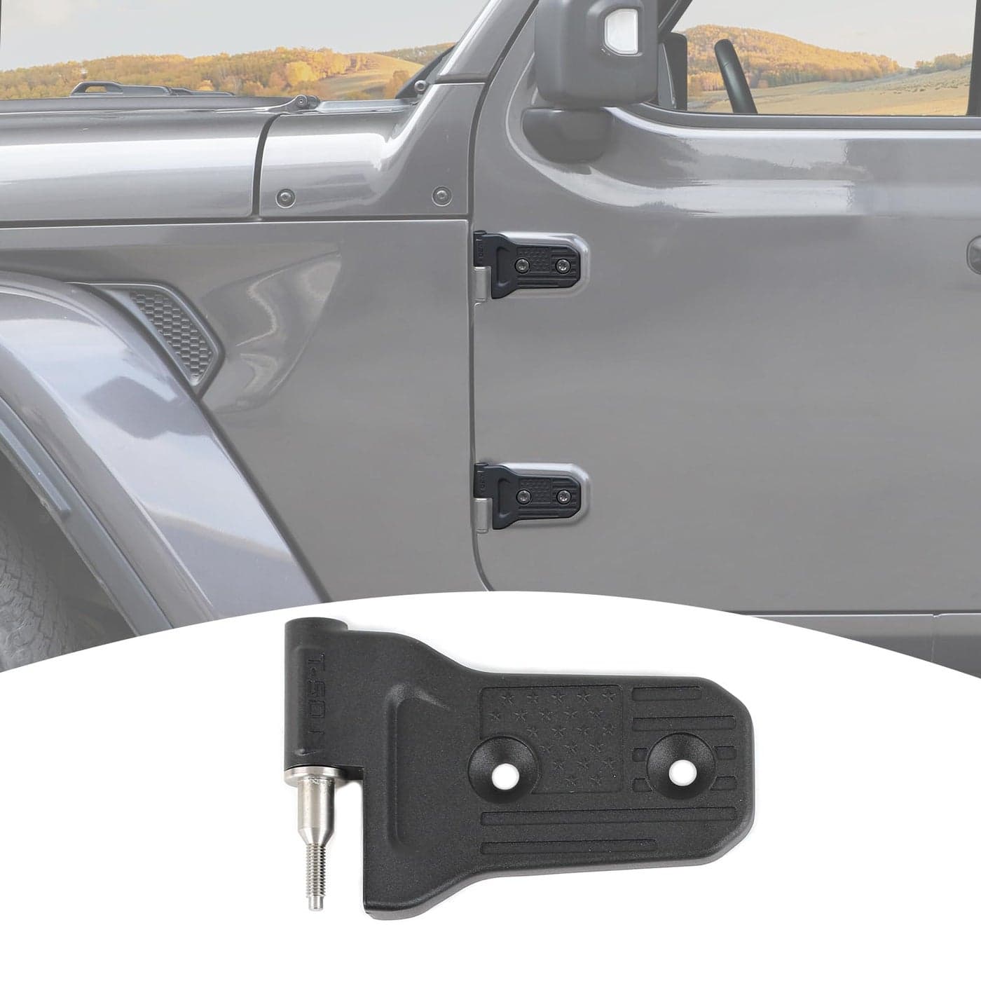 PDKLIN for Jeep JL Aluminum Door Hinges Kit Replacement Factory Hinges for 20182024 Jeep Wrangler JL JLUGladiator JT 4 Door Black Exterior Accessories 8pcs AntiRust US Flag