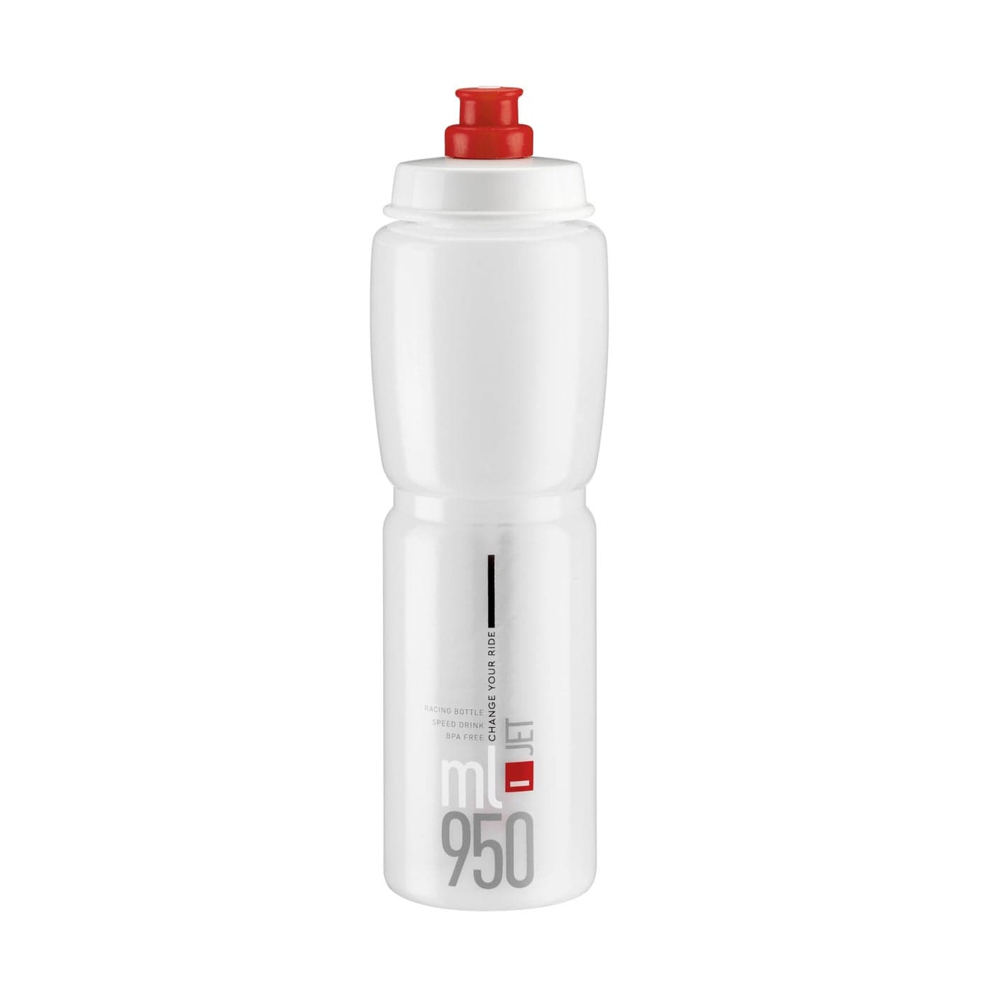 Elite Jet Cycling Water Bottle 950ml Clear with Red Logo HighFlow Biodegradable BPAFree