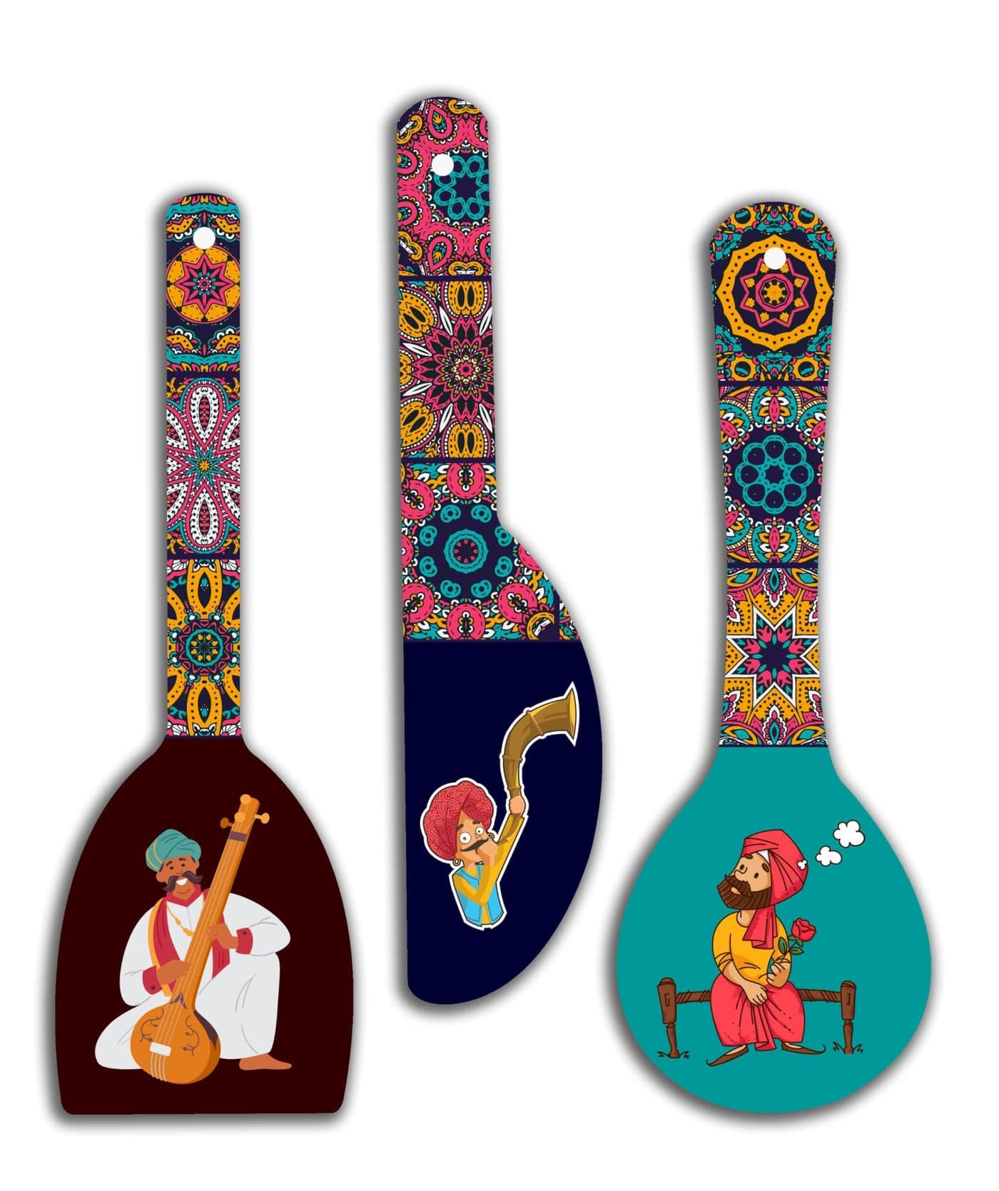 SAF paintings Rajasthani culture spoon shape Mdf Wooden Wall Hanging Home Decor Plates, wall painting, wall hanging For home decoaration, office, living room, wall decoration WHWHC-S1