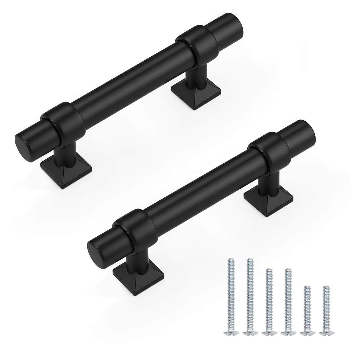 knobelite 10 Pack Hole Centers 25 inch Matte Black Cabinet Handles Stainless Steel Kitchen Cabinet Pulls T Bar Hardware Pull Handle for Drawers Dressers Cabinets