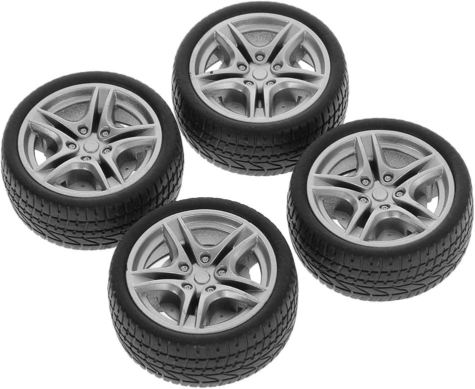 4Pcs Black 48mm TiresSimulation Rubber Wheel Tire Wheel Toy Model DIY RC Spare Parts Easy Installation Small in SizeTire and Wheel SetsRemote and App Controlled Vehicles Parts