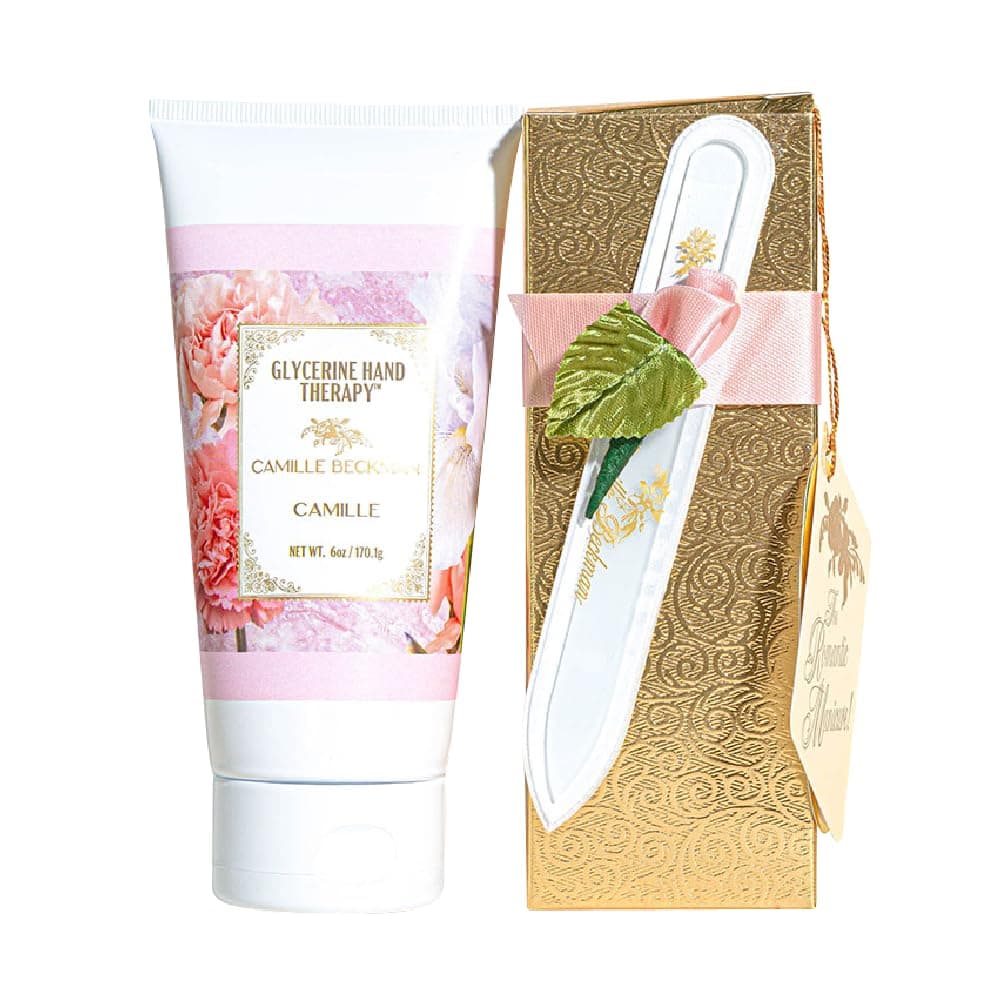 Camille Beckman Romantic Manicure Gift Set Camille Glycerine Hand Therapy 6 oz Premium Crystal Nail File