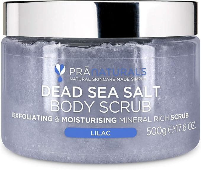 PraNaturals Dead Sea Salt Body Scrub 500G Hydrating Moisturising Natural Oils Minerals Exfoliating Softening Nourishing All Skin Types No Parabens Vegan Cruelty Free Mango Kiwi