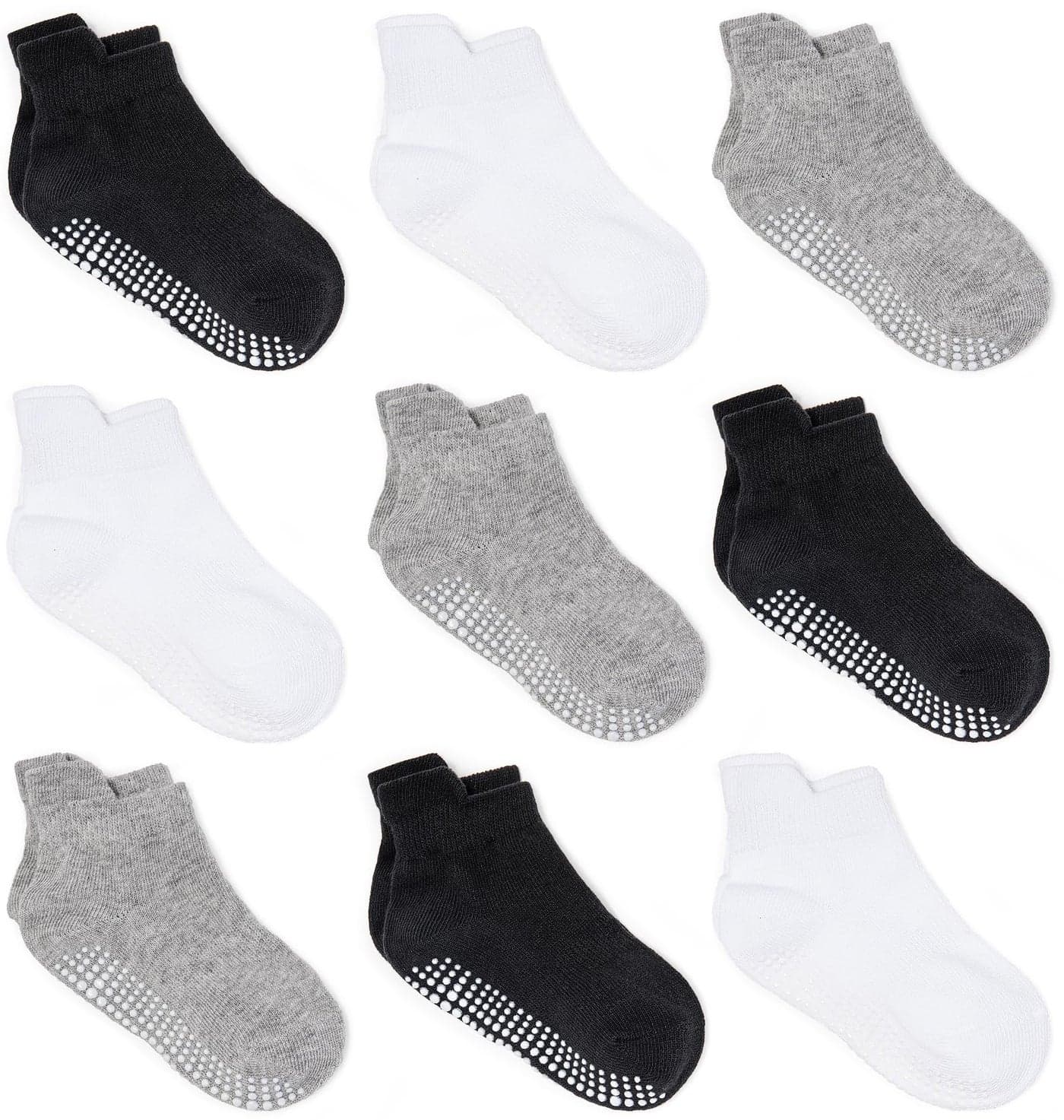 ZAPLES Baby Non Slip Grip Ankle Socks with Non Skid Soles for Infants Toddlers Kids Boys Girls Assorted 9 Pack 47 Years