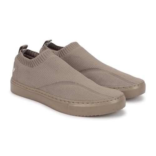 YOHO FreeStep spacious and casual slip on shoes | Comfortable for long hours of walking | Outperforms memory foam | Arch support Insole | Brown - UK 8