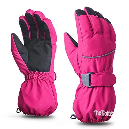 ThxToms Kids Warm Winter Waterproof Snow Gloves for Outdoor Sports Snowboard, Toddler Bulky Ski Gloves for Boys Girls 3-14 Years Old