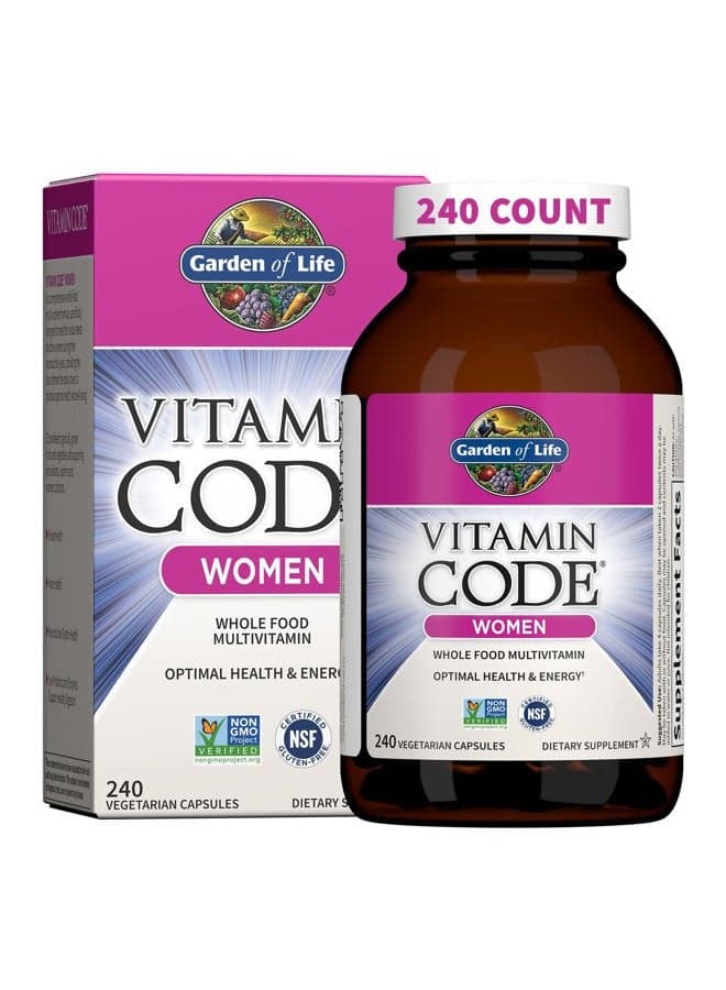 Multivitamin for Women, Vitamin Code Women's Multi, Whole Food, Vitamins, Iron, Folate not Folic Acid, Probiotics, Vegetarian Supplements for Womens Energy, 240 Count