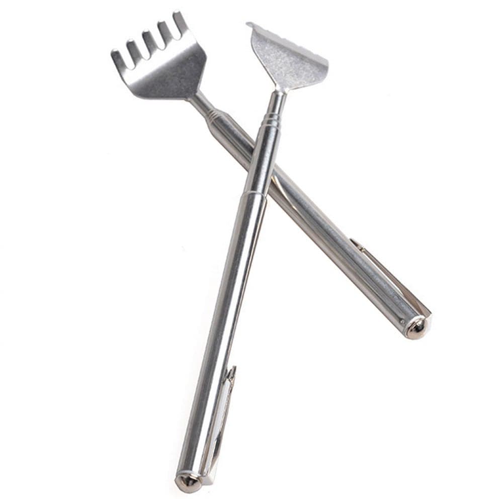 DayCount Pack of 2 Extendable Back Massagers Stainless Steel Scratcher Foldable Portable Purse Size Claw