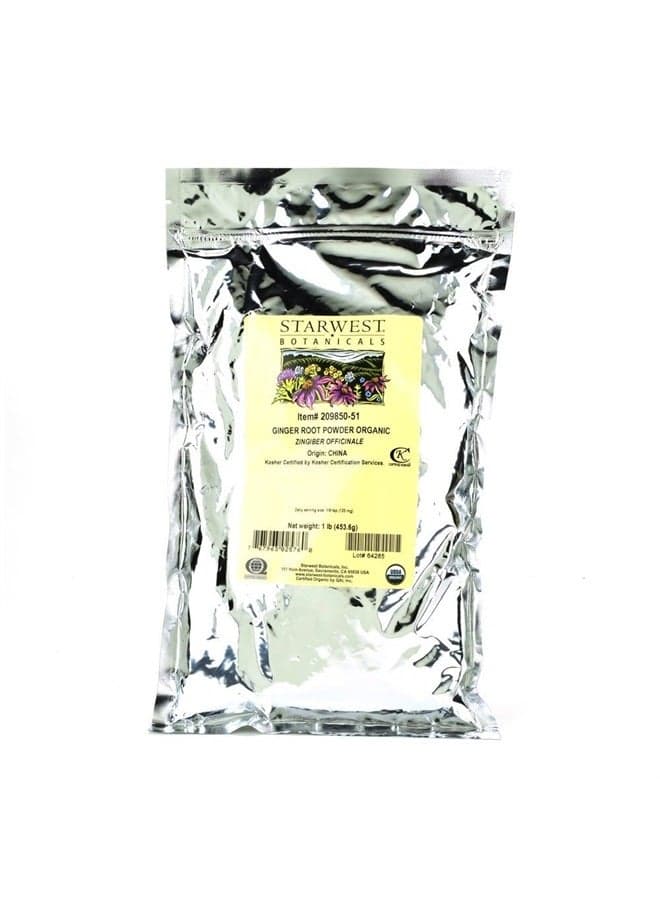 Organic Ginger Root Powder - Ground Ginger Herb for Tea, Baking, & Cooking, Natural Herbal Spice, Supports Digestion, Certified Kosher, Non-GMO - Bulk 1 lb Bag