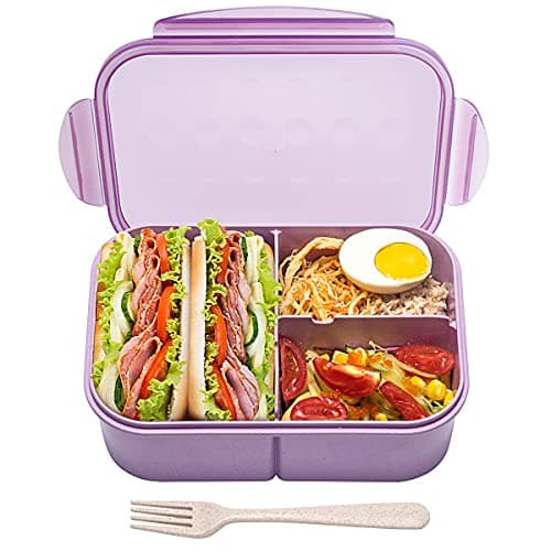 MISS BIG® Bento Box,Bento Box Adult,Lunch Box,Leak Proof Lunch Containers,No BPAs and No Chemical Dyes Bento Lunch Box,Dishwasher and Microwave Safe Lunch Containers for Adults(1900ml Purple)