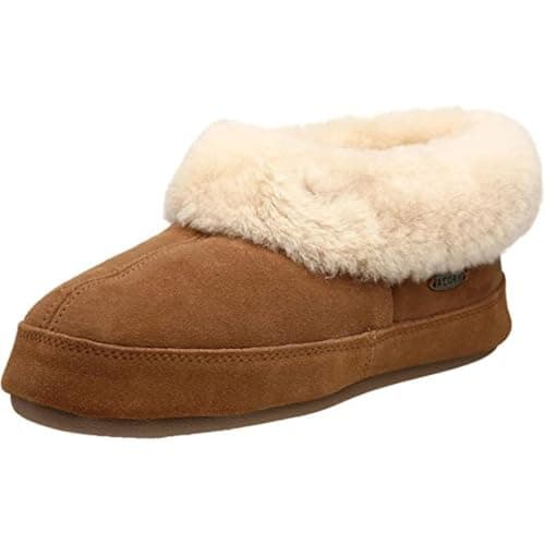 Acorn Womens Sheepskin IndoorOutdoor Bootie Slippers Walnut 7