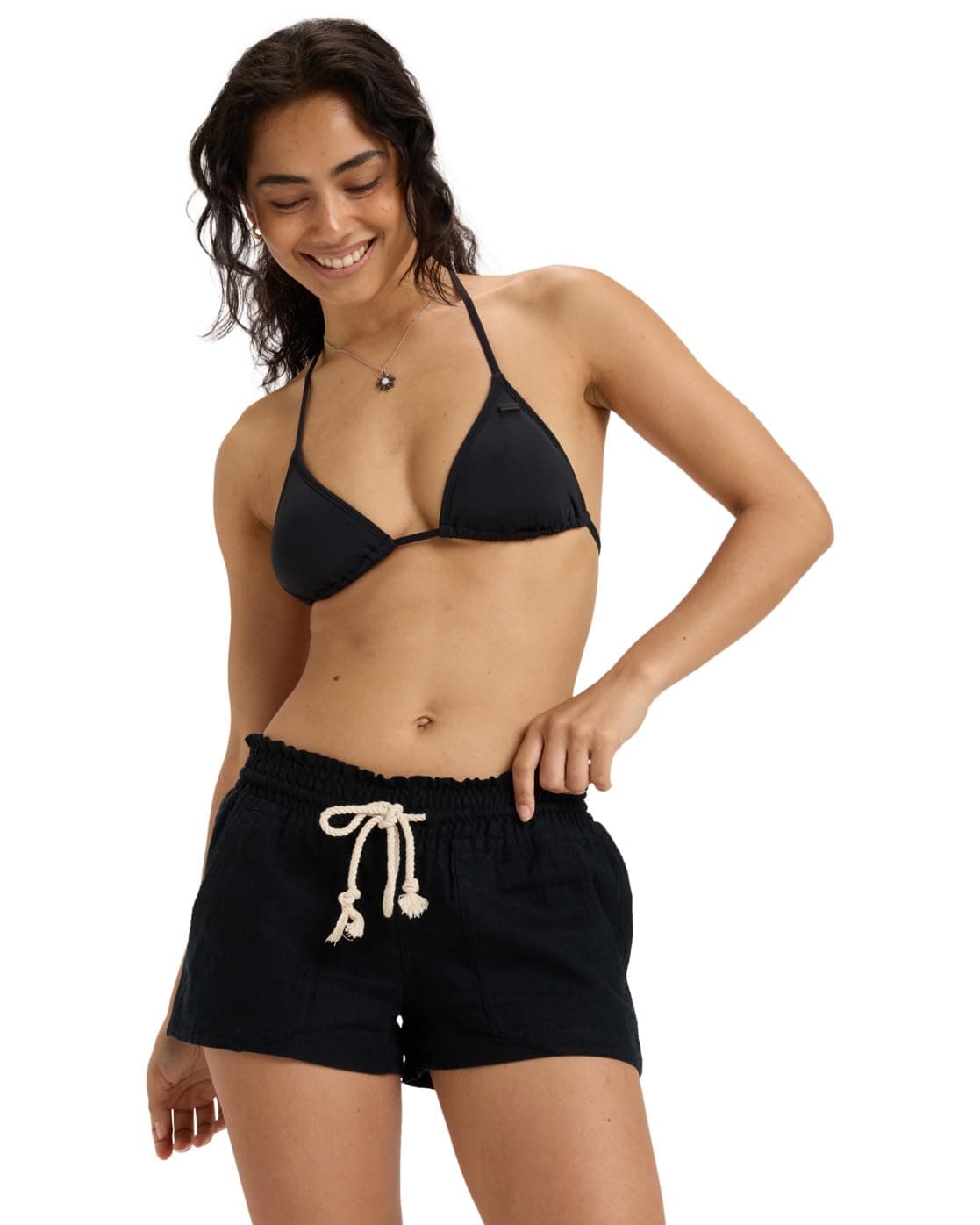 Roxy Women's Oceanside Short Elastic Waist Non Denim Shorts, True Black, X-Small